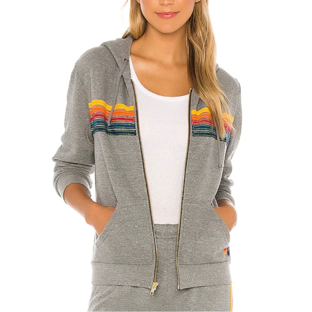 Aviator Nation Gray Zip Up Hoodie